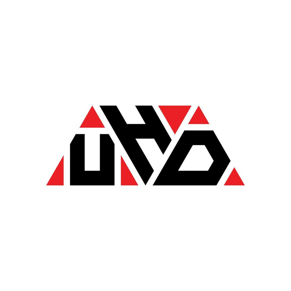 uhd-Dreieck-Buchstaben-Logo-Design mit Dreiecksform. UHD-Dreieck-Logo-Design-Monogramm. UHD-Dreieck-Vektor-Logo-Vorlage mit roter Farbe. uhd dreieckiges logo einfaches, elegantes und luxuriöses logo. ähm vektor