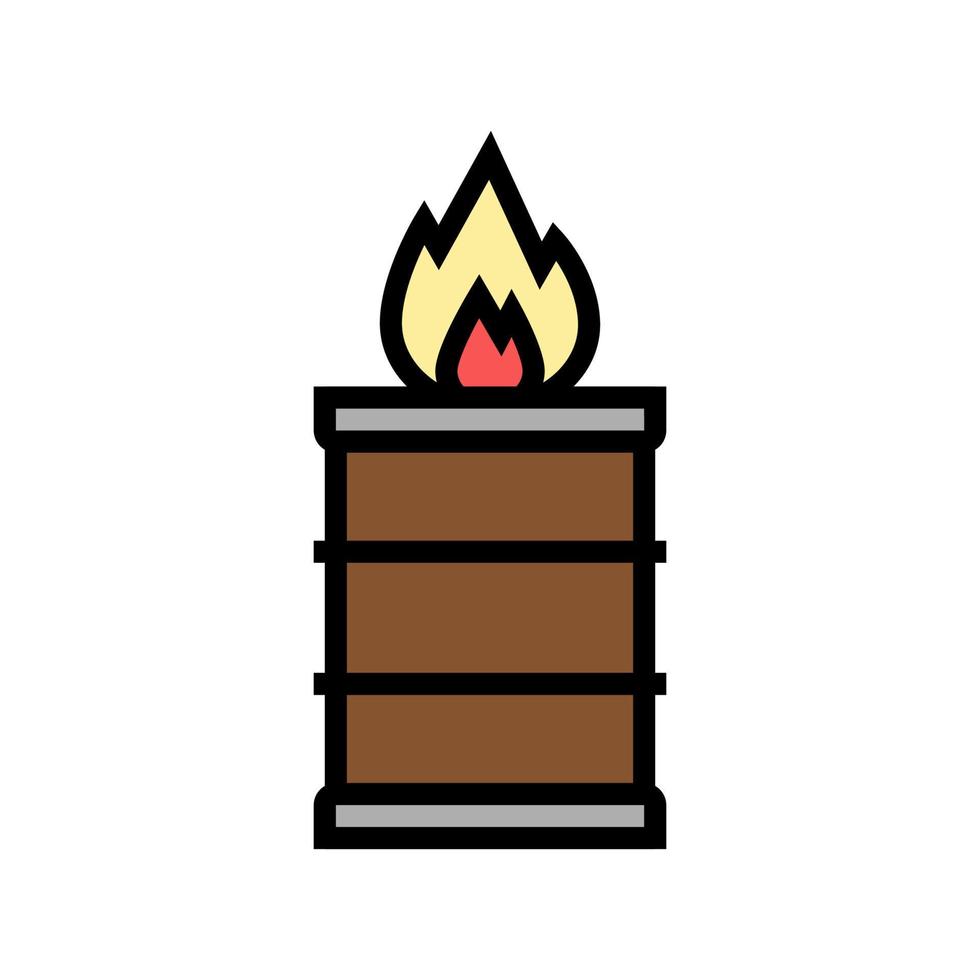 brennendes Feuer in Fassfarbe Symbol Vektor Illustration