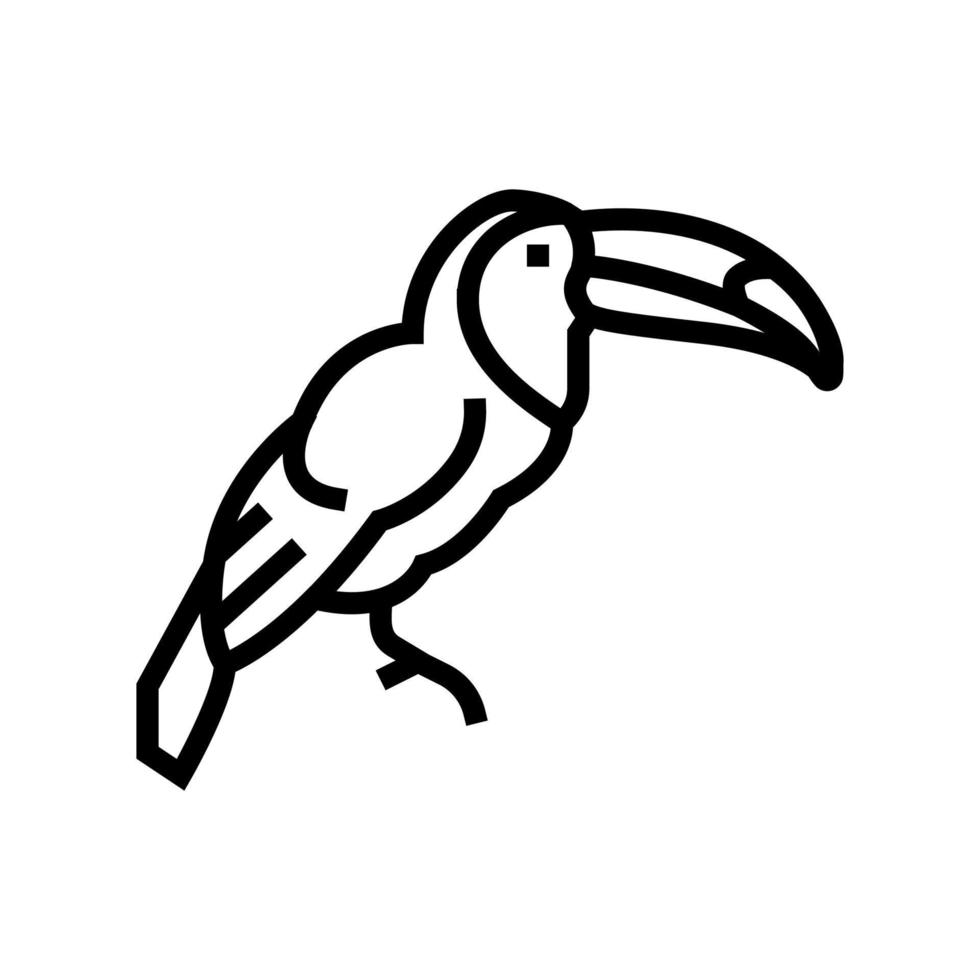 tukan exotiska fågel linje ikon vektor illustration
