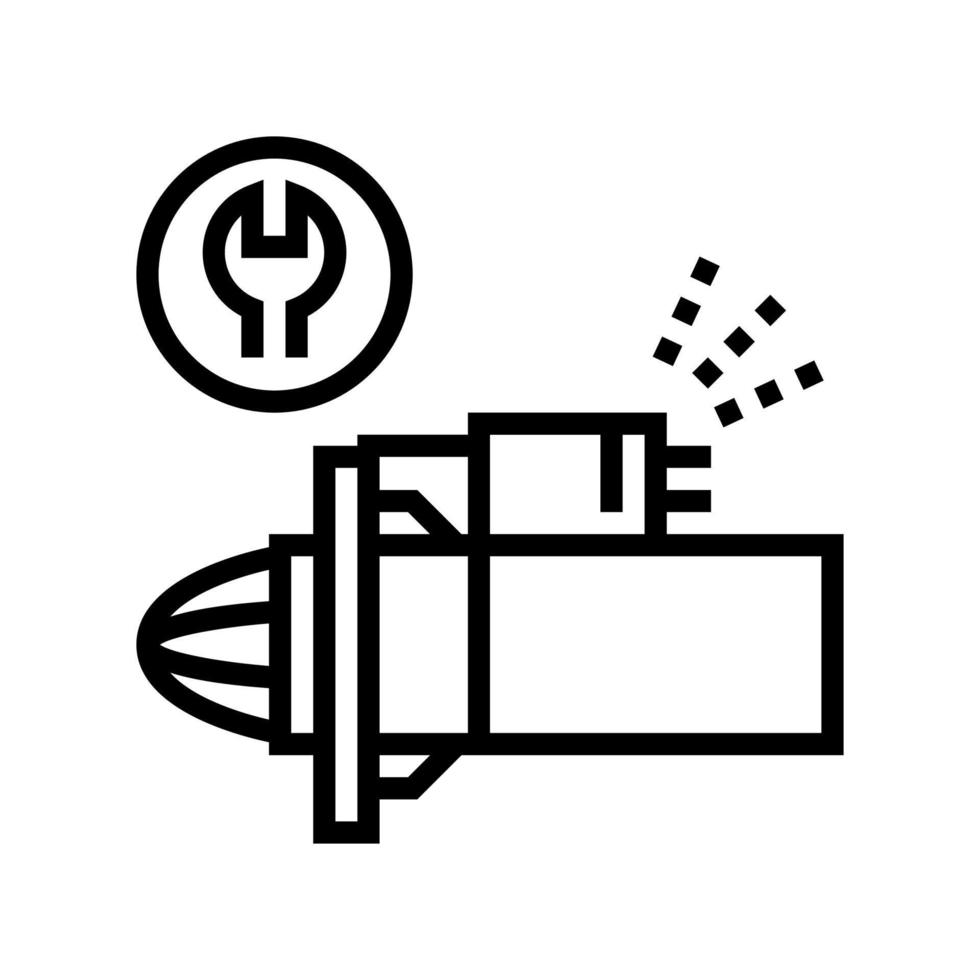 starter reparatur und ersatzlinie symbol vektor isolierte illustration