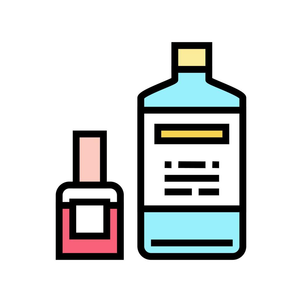 nagellack remover flaskor färg ikon vektor illustration
