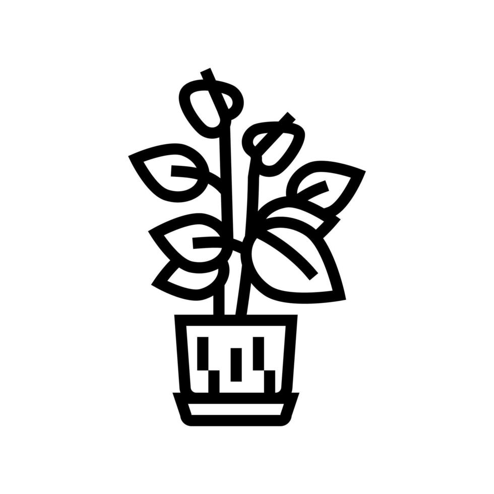 Keramik Blume Zimmerpflanze Symbol Leitung Vektor Illustration