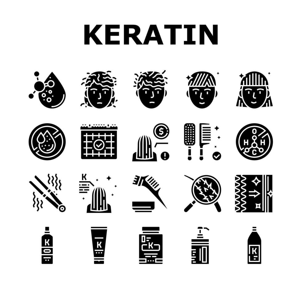 Keratin-Haarverfahren-Sammlungsikonen stellten Vektor ein