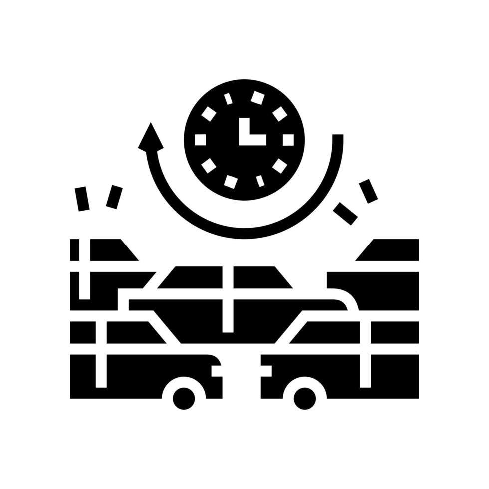Wartezeit im Stau Glyphen-Symbol Vektor Illustration