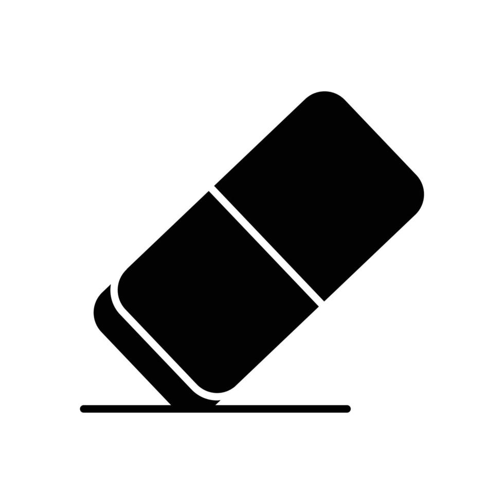 Radiergummi-Symbol. Symbol für Schulmaterial, Bildung. Glyphen-Icon-Stil, solide. einfaches Design editierbar vektor