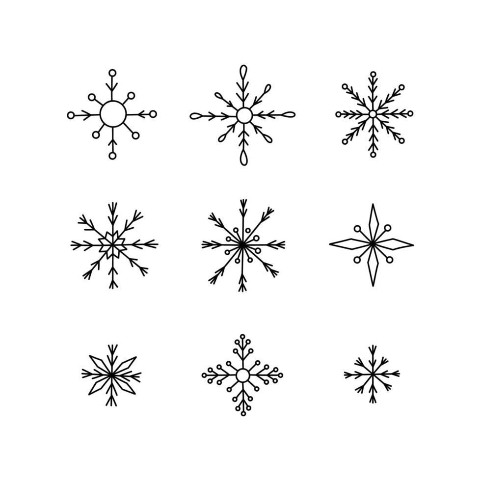 snöflingor set. snöflingor samling för jul och nyår design banner och kort. vinter uppsättning vektor snöflingor illustration