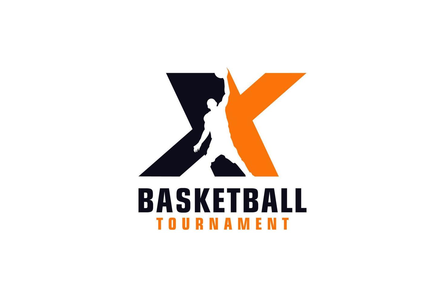 Buchstabe x mit Basketball-Logo-Design. Vektordesign-Vorlagenelemente für Sportteams oder Corporate Identity. vektor