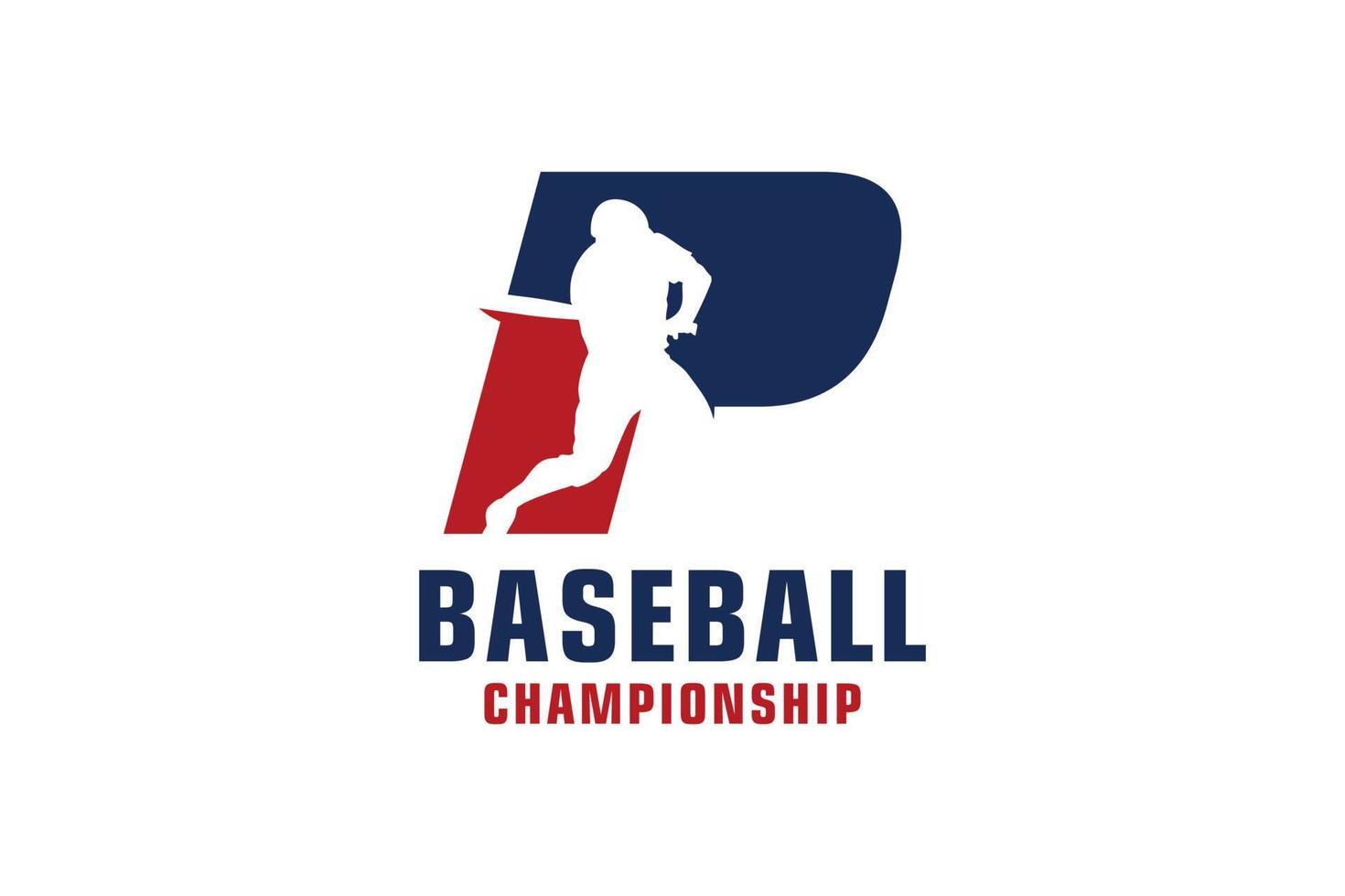 bokstaven p med baseball logotyp design. vektor designmallelement för sportlag eller företagsidentitet.