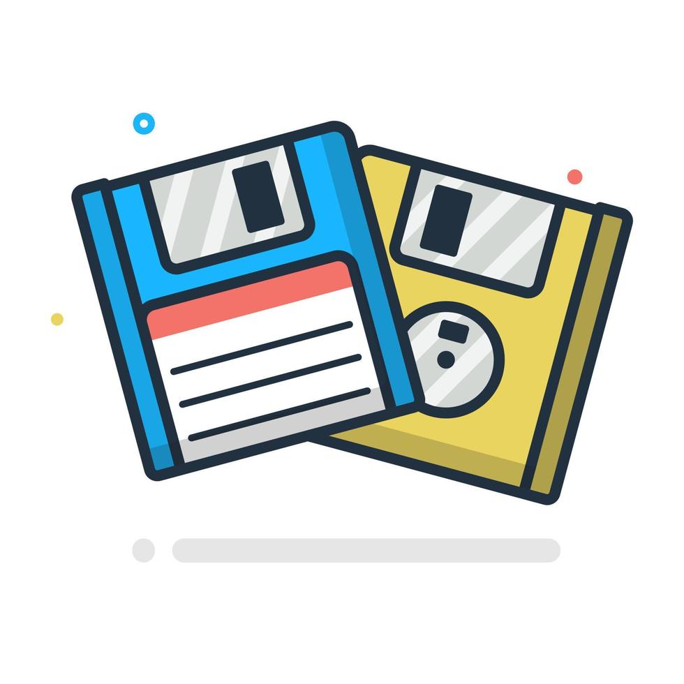floopy data disk retro vintage 80-tal 90-tal diskett tecknad koncept isolerad vektor ikon illustration platt stil