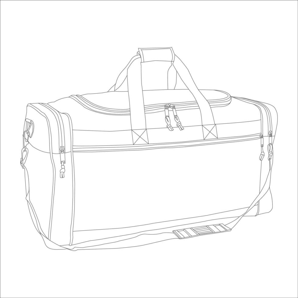 Line Art Reisetasche mit weißem Hintergrund, Leder Seesäcke für Herren, Wochenendtasche. vektor