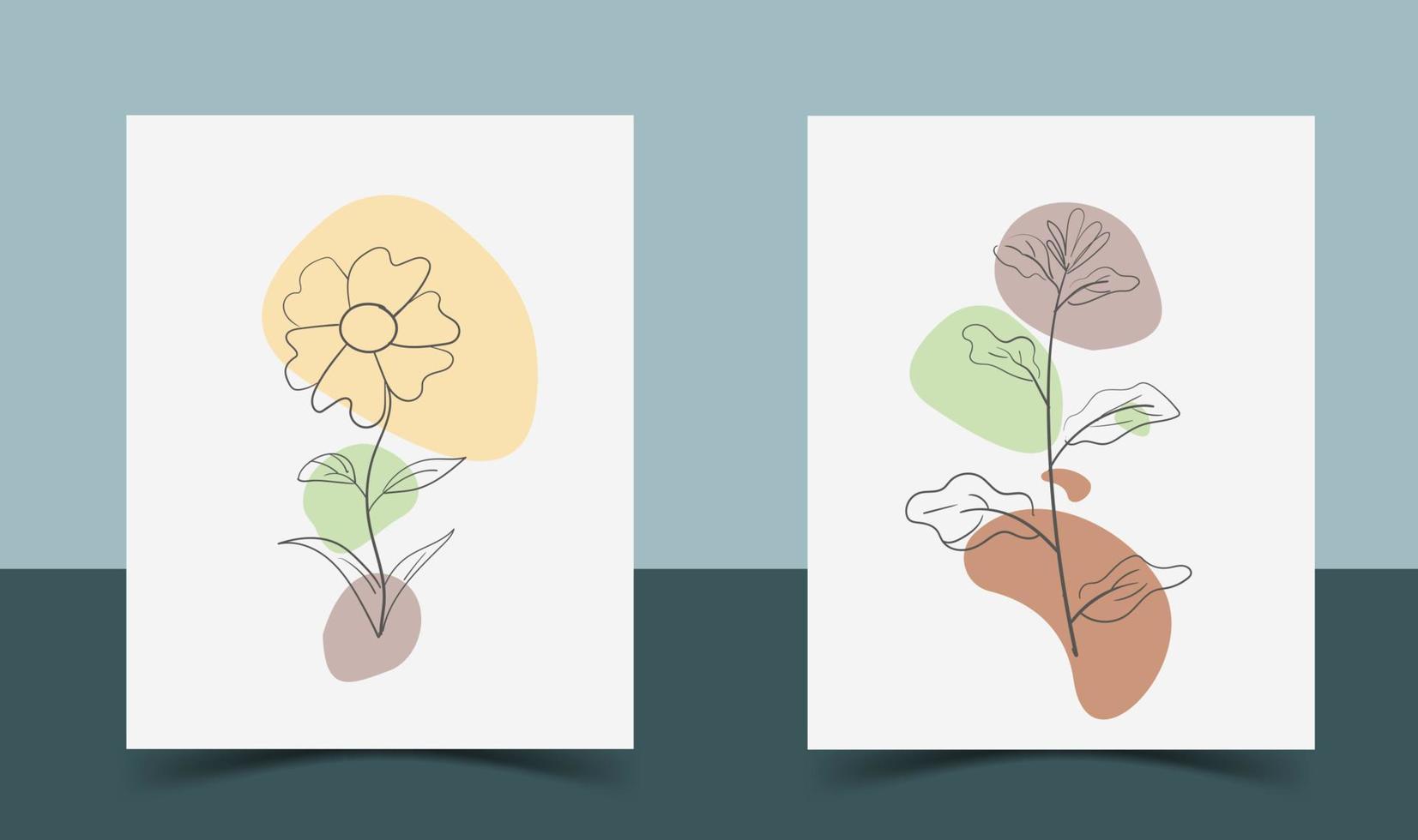 botaniska väggkonst vektor set. tropiska lövverk linjekonst ritning med abstrakt form. abstrakt växtkonstdesign för tryck, omslag, tapeter, minimal och naturlig väggkonst.