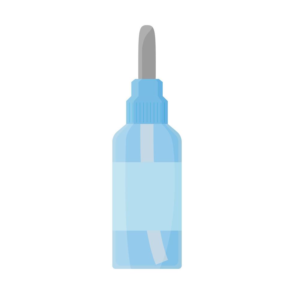 näsdroppare isolerad. transparent medicinska droppar flaska platt mall på vit bakgrund. objekt vektor illustration