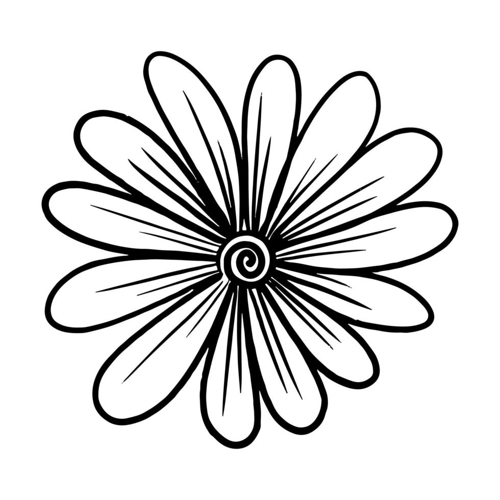 blomma i hand dras doodle stil. blommig skiss isolerad på vit bakgrund. vektor
