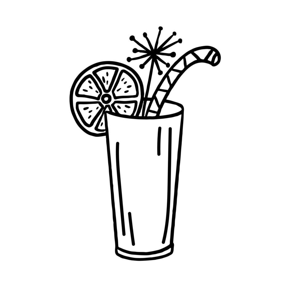 cocktail i doodle stil. söt handritad glas söt dryck. vektor handritad illustration isolerad på vit bakgrund.