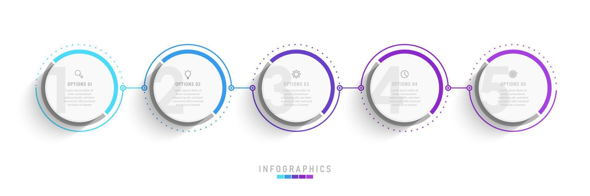 vektor infographic etikett designmall med ikoner och 5 alternativ eller steg. kan användas för processdiagram, presentationer, arbetsflödeslayout, banner, flödesschema, infograf.