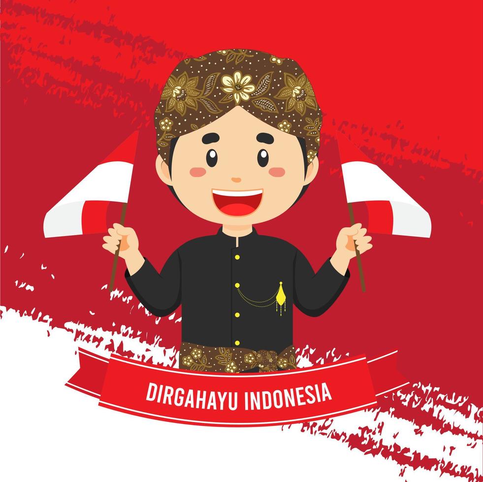 Indonesiens självständighetsdag med karaktär vektor