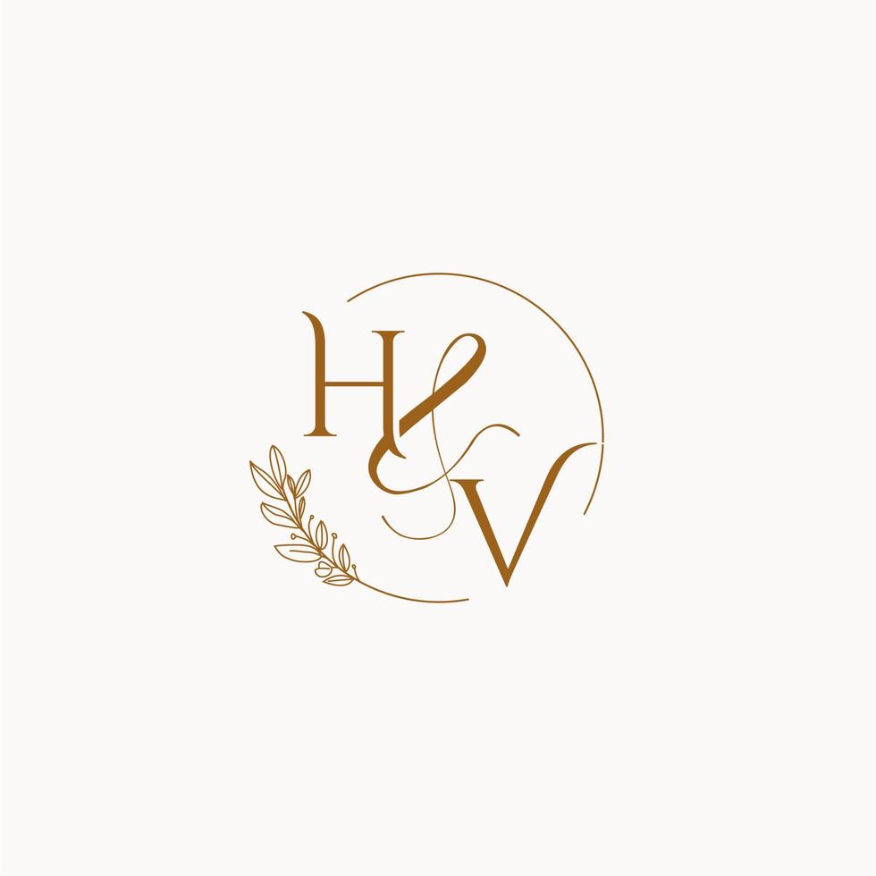 hv första bröllop monogram logotyp vektor