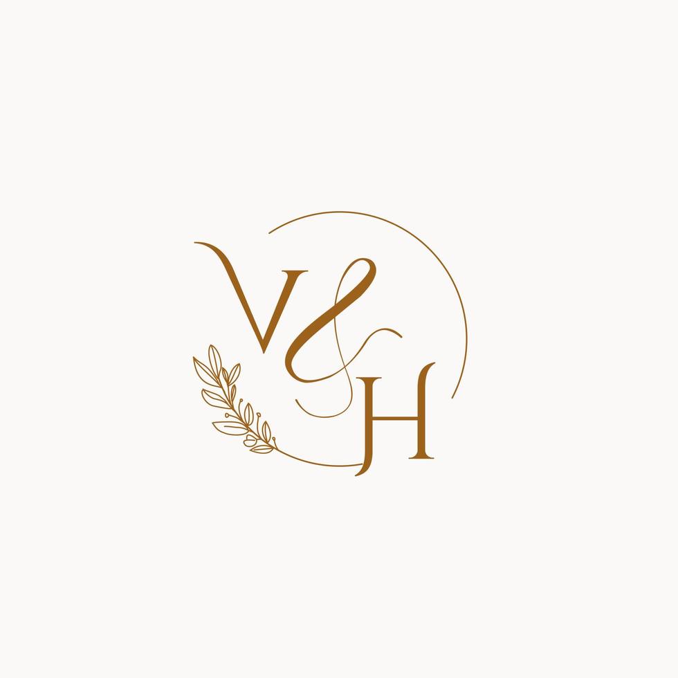 vh första bröllop monogram logotyp vektor