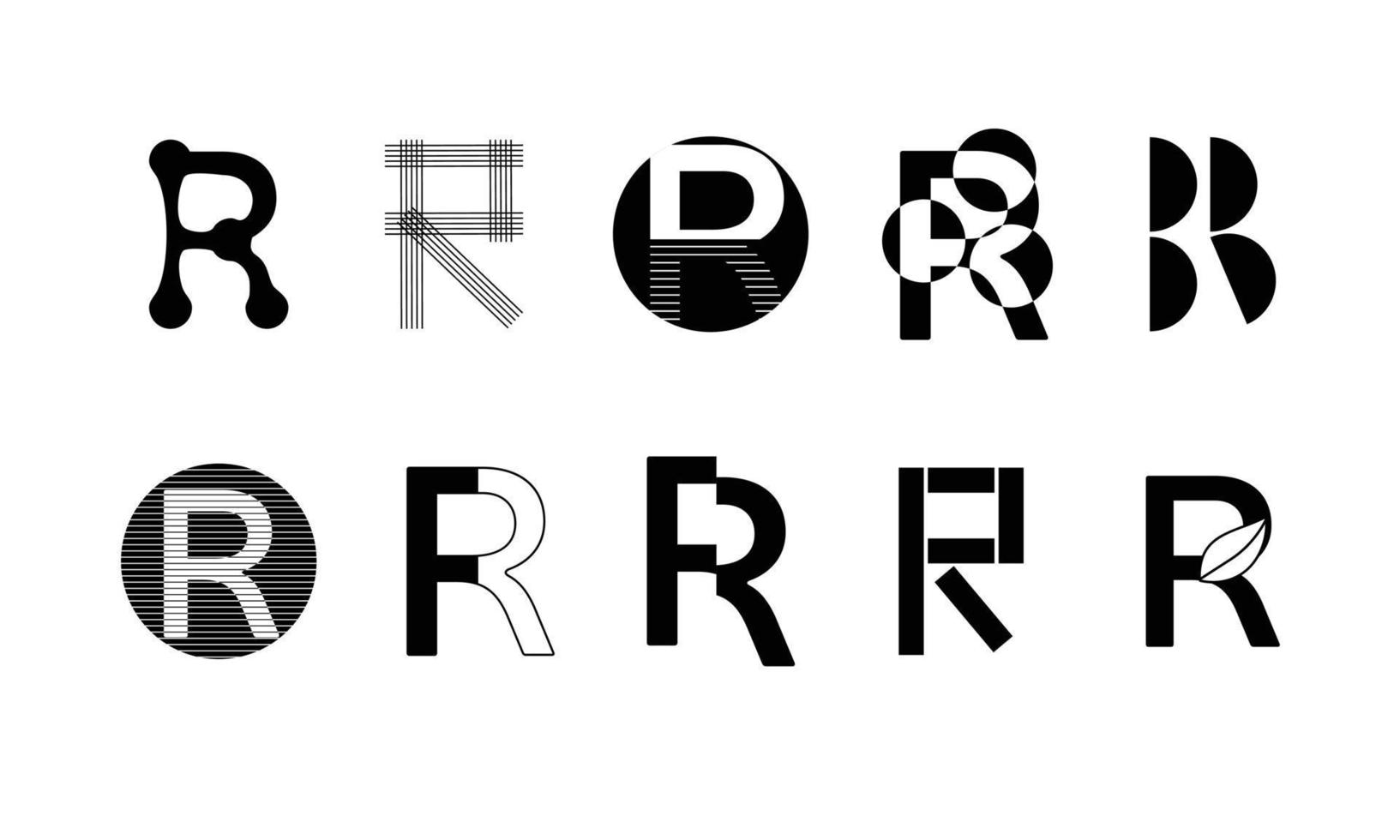 monogramm-set-logos mit dem buchstaben r, kollektion vektor