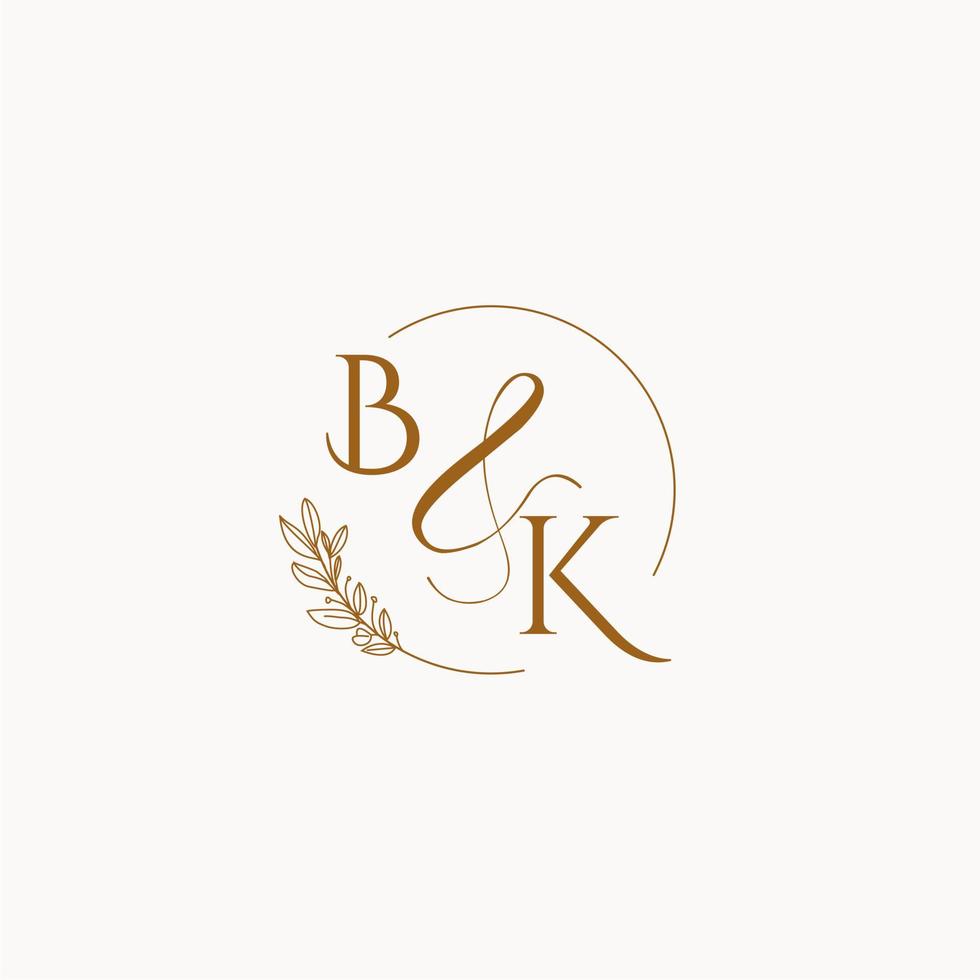 bk första bröllop monogram logotyp vektor