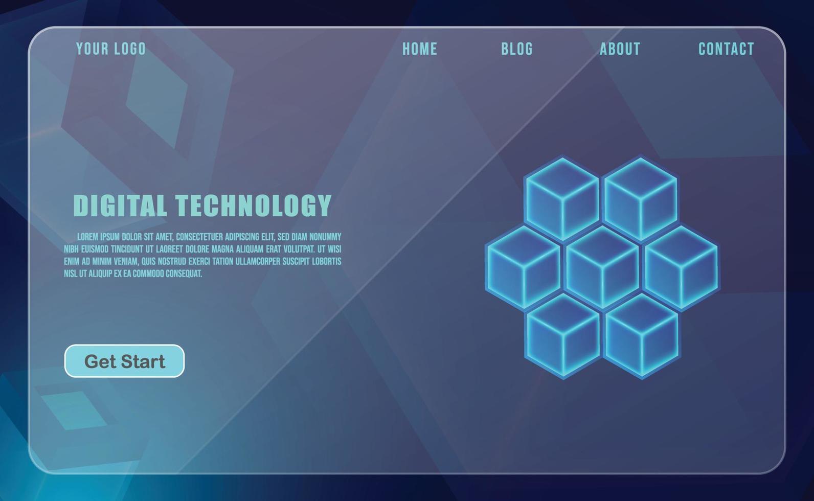 technologiekonzept für web-banner-vorlage oder broschüre, blaue farbe. vektor