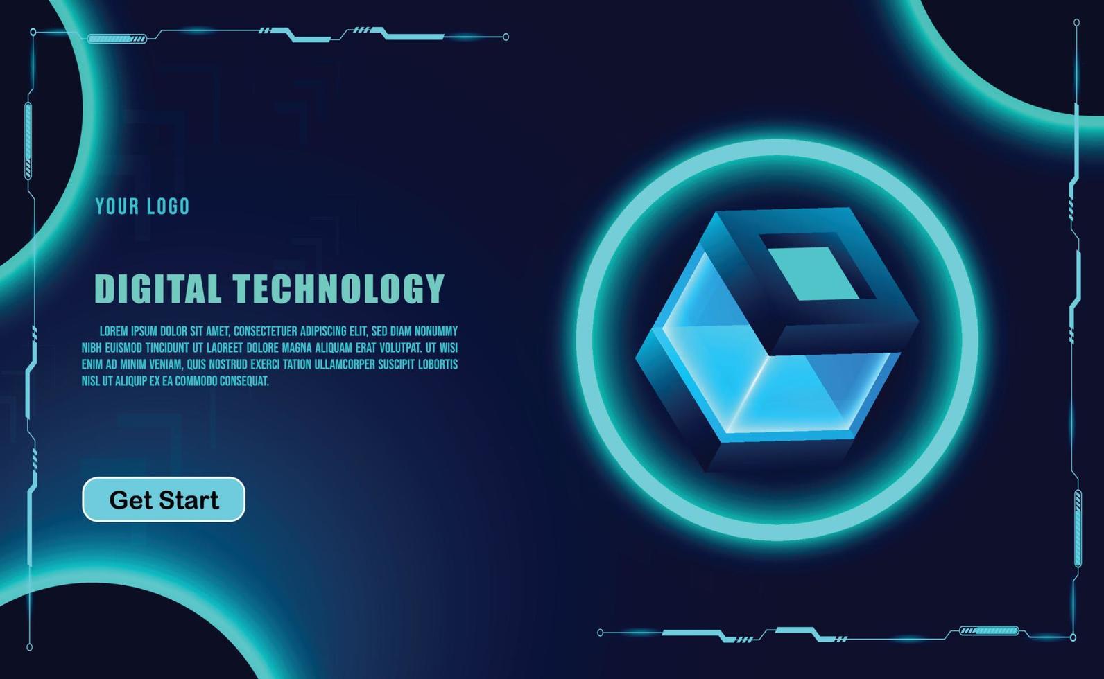 technologiekonzept für web-banner-vorlage oder broschüre, blaue farbe. vektor
