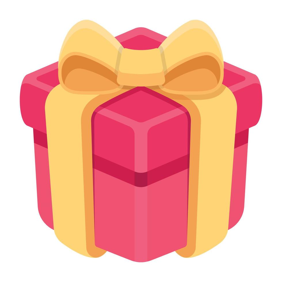 eine trendige flache Ikone der Geschenkbox vektor