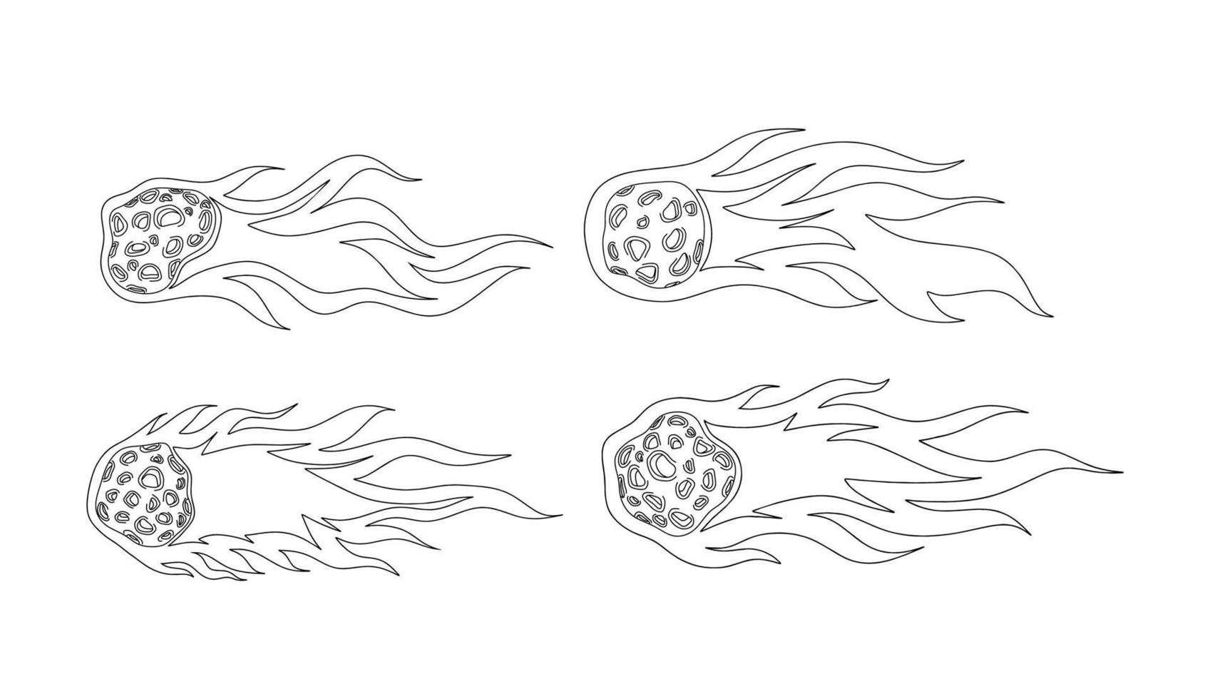 doodle uppsättning söt komet. vektor