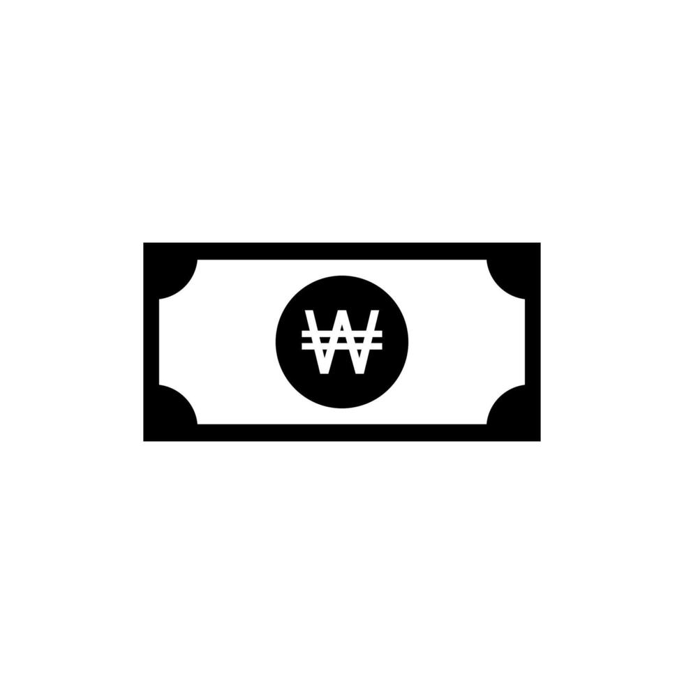 Korea valutaikonsymbol, vunnen, krw. vektor illustration