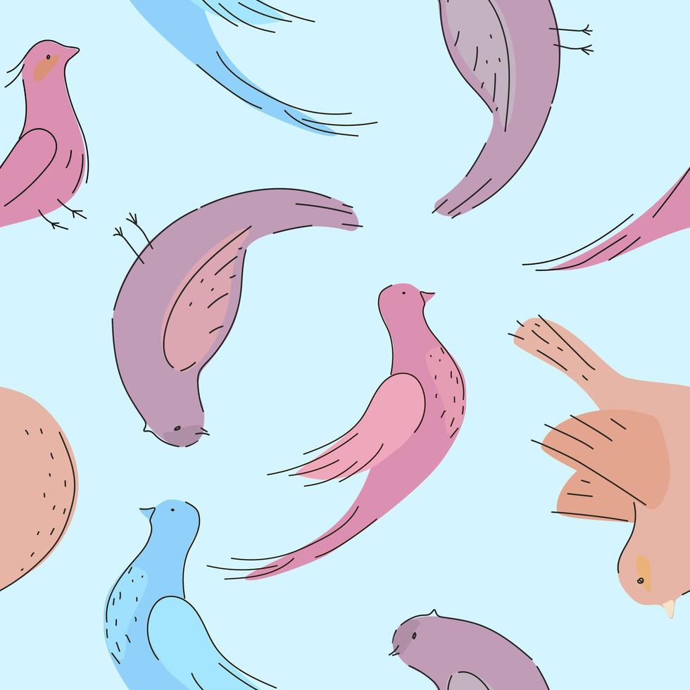 seamless mönster med doodle fåglar. vektor