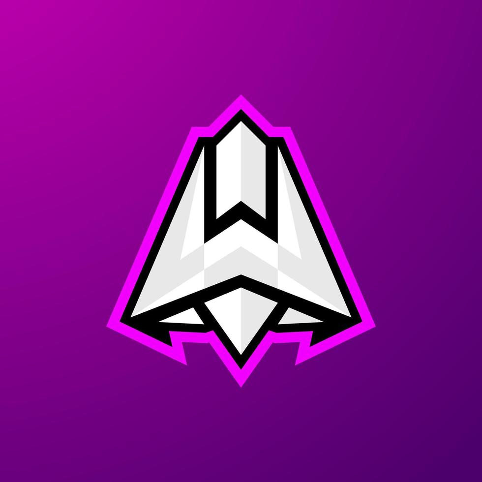 enkel bokstav w och i gaming logotyp design i vit och lila färg med raket koncept vektor