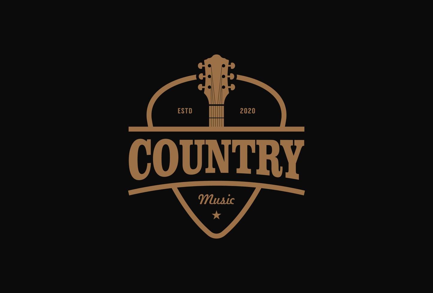 Country-Gitarrenmusik Western-Vintage-Retro-Saloon-Bar-Cowboy-Logo-Design vektor