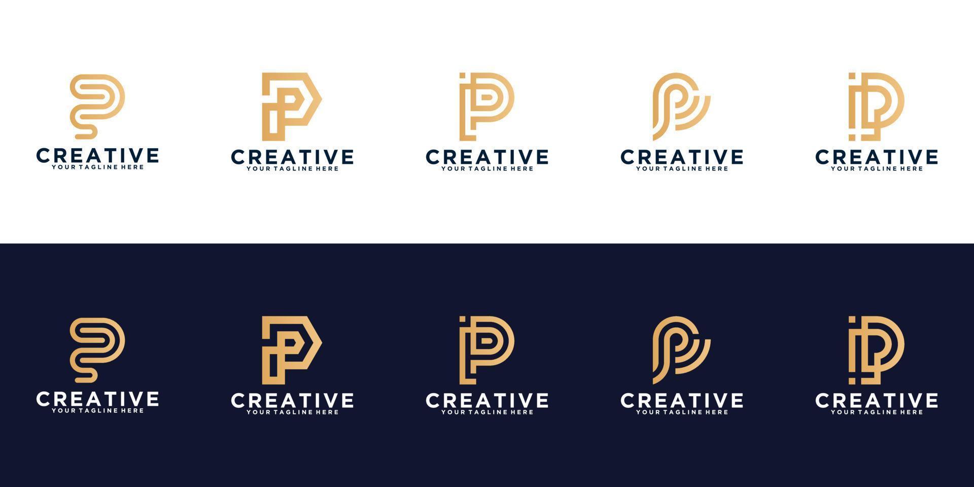 kreatives logo-sammlungs-monogrammbuchstabe p-schablonendesign vektor