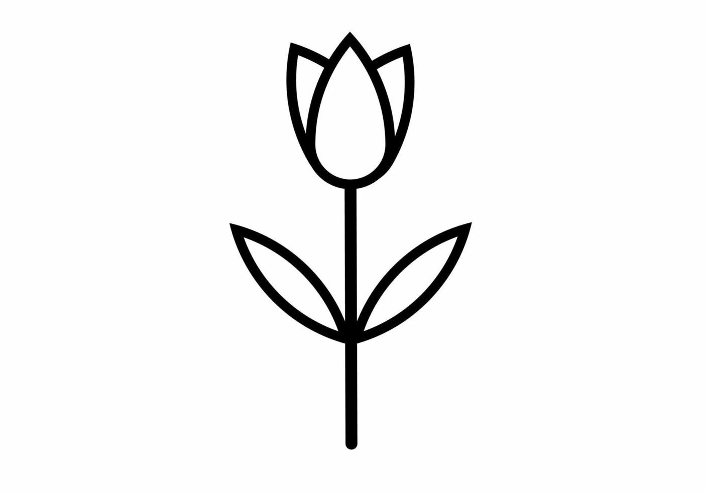 Tulpenblumensymbol isoliert auf weißem Hintergrund. Umrisstulpen-Flachsymbol vektor