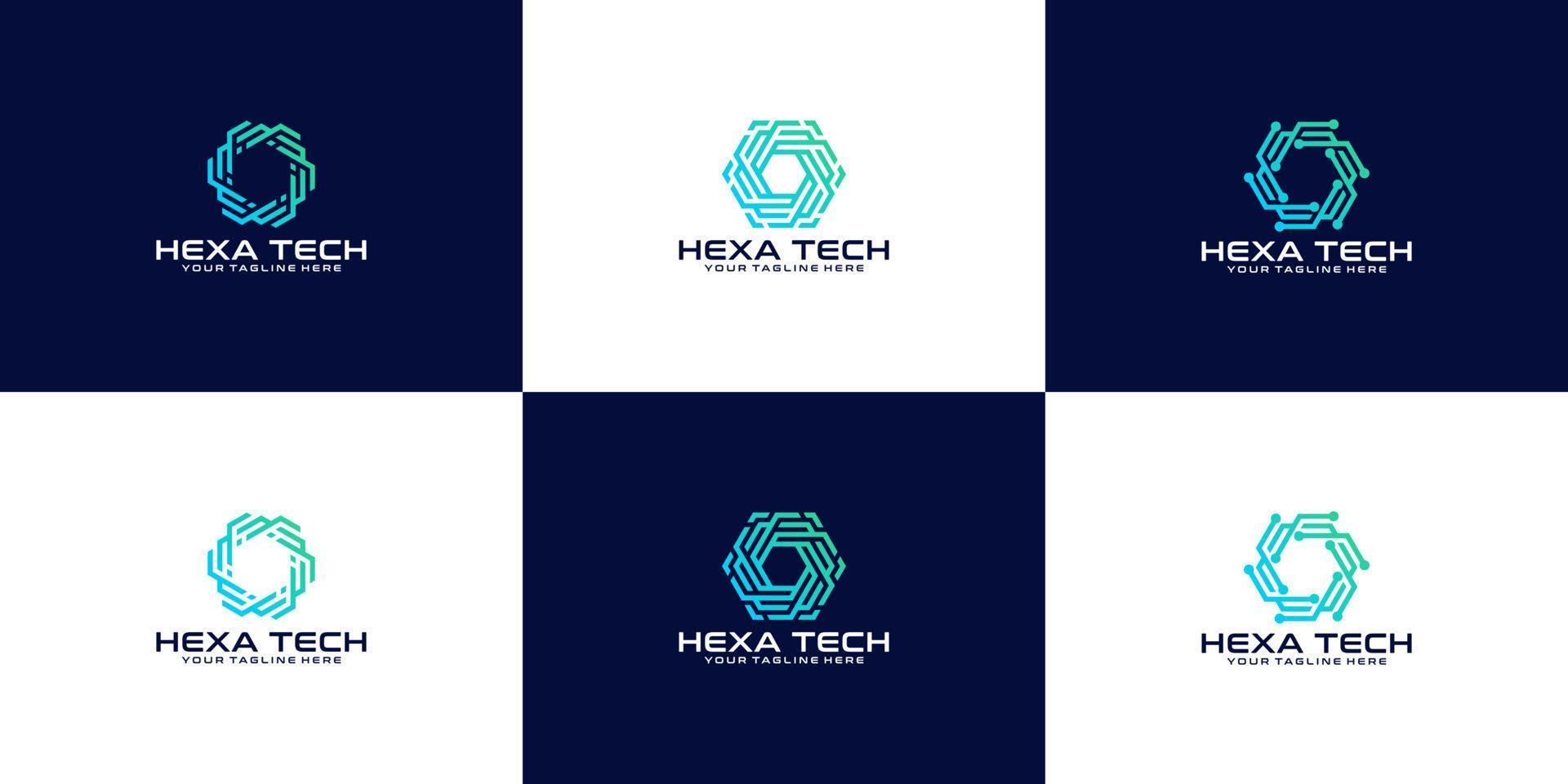 Hexagon-Technologie-Logo-Design-Inspirationskollektion vektor