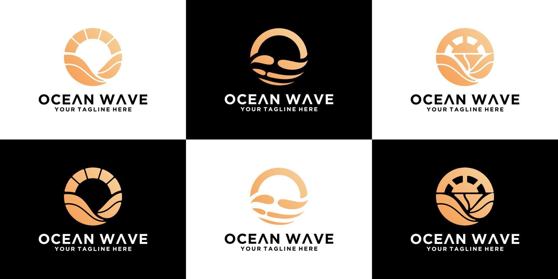 Logo-Set, Meereswellen abstraktes Design vektor