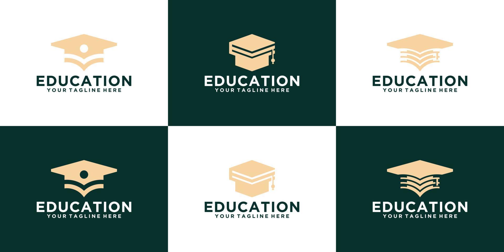 academy toga logotyp samling för utbildning vektor