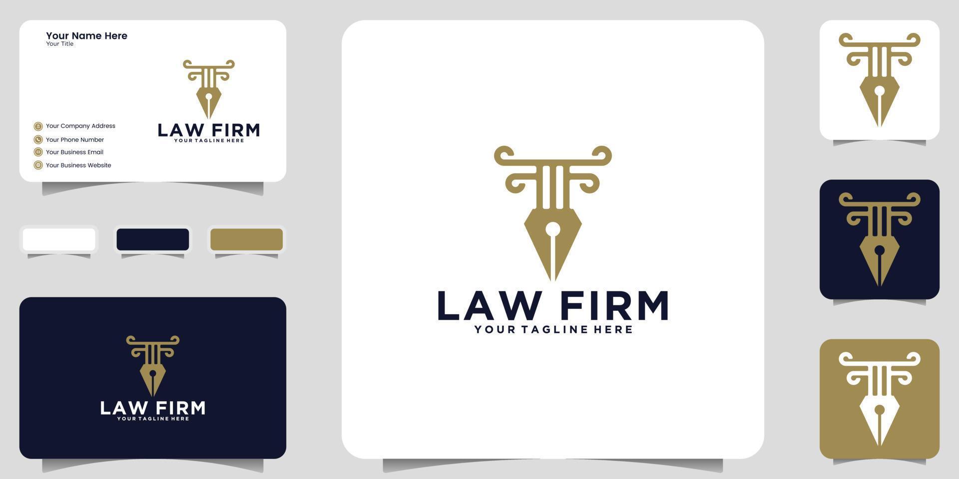 Pen and Law Justice Logo, Symbol und Visitenkartendesign vektor