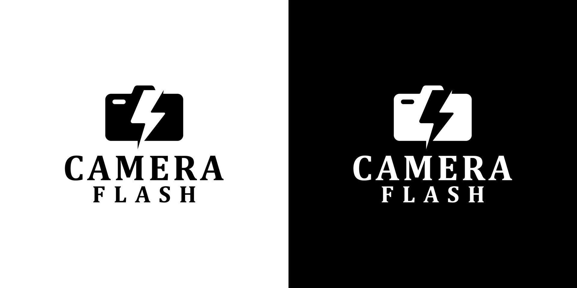 kamerablixt, kamera och blixtlogotypdesign vektor
