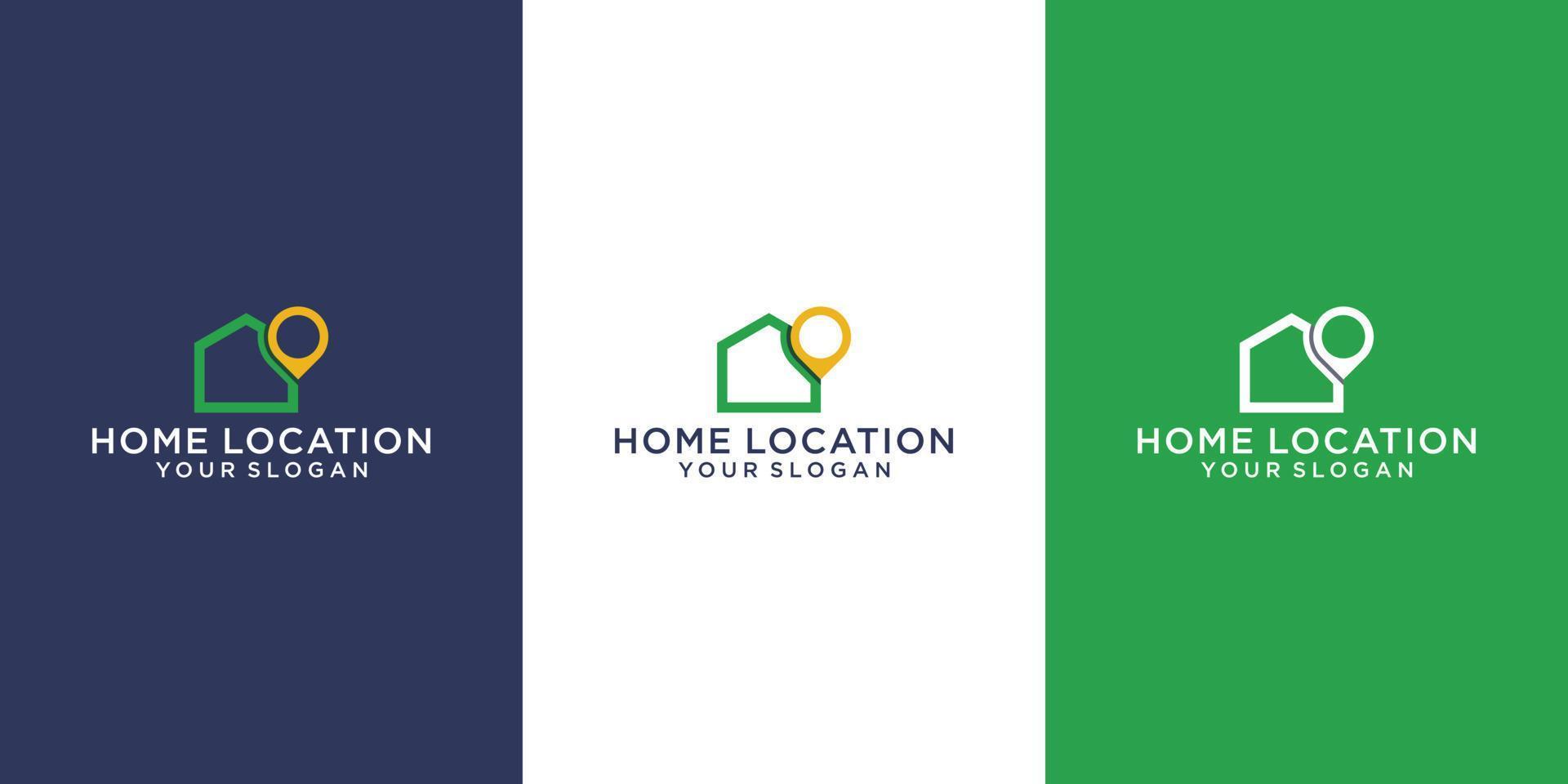 Logo-Kartenzeiger mit Haussymbol isoliert auf weißem Hintergrund. Markierungssymbol für den Heimatstandort. Logo Design vektor