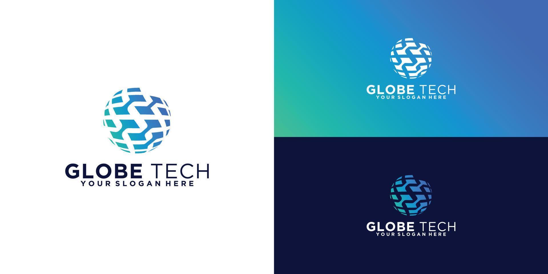 Tech-Globus-Logo-Design und Inspiration für Visitenkarten vektor