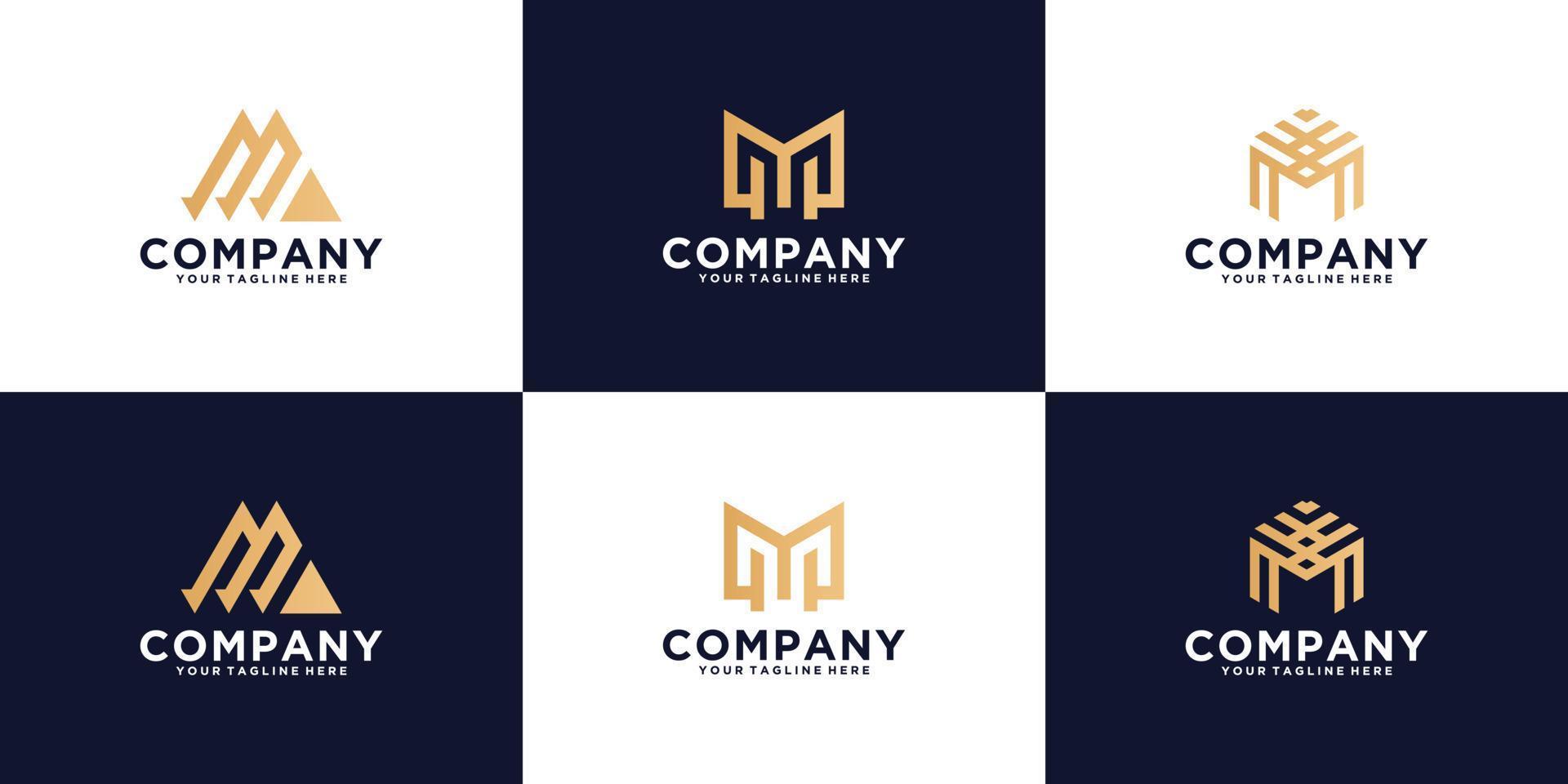 en samling kreativ logotyp monogram bokstav m malldesign vektor