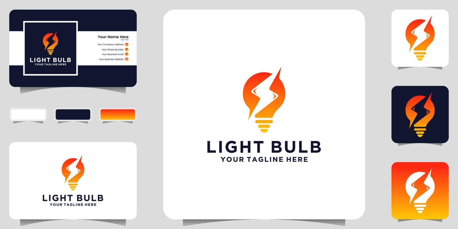 Glühbirnen-Logo-Design-Inspiration und elektrische Spannung und Visitenkarten-Inspiration vektor