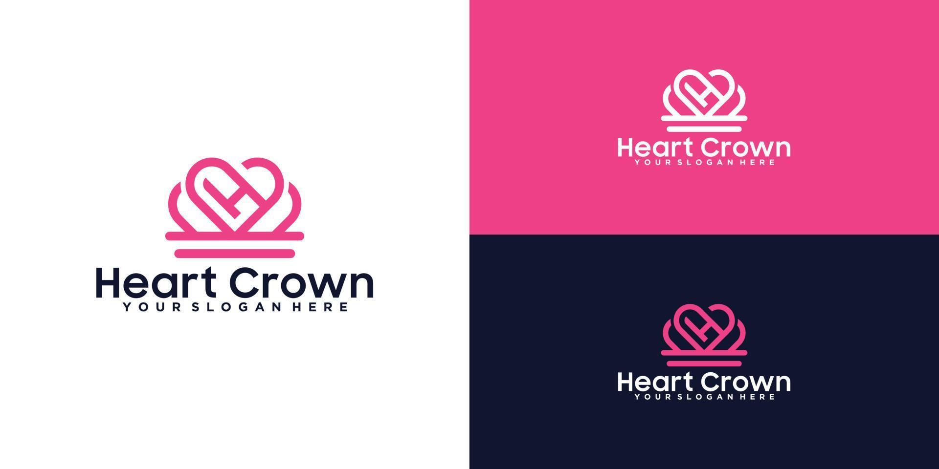 krona och hjärta logotyp design inspiration vektor