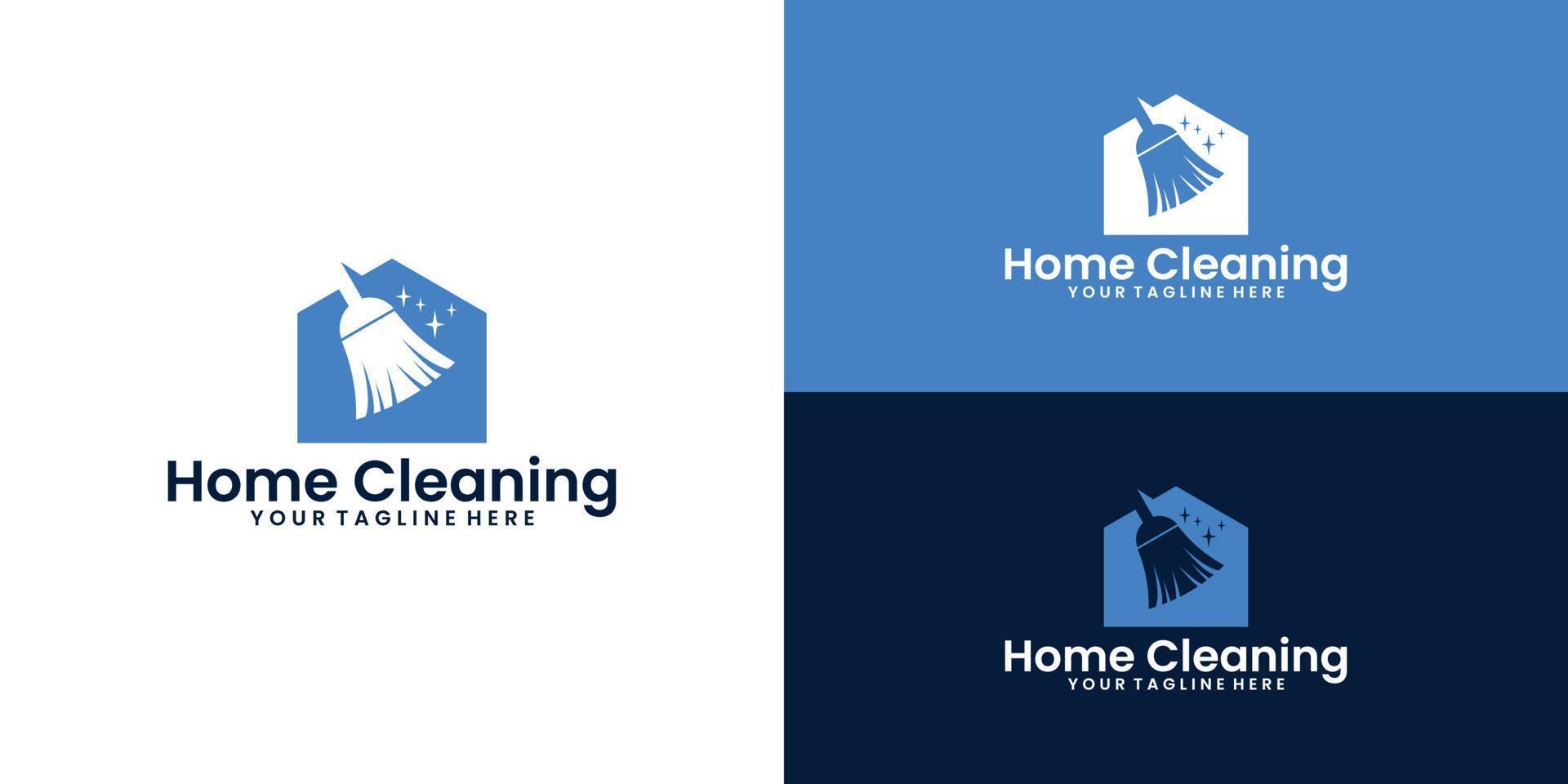 Inspiration für ein Besenhaus-Logo-Design, ein sauberes Haus und eine Visitenkarte vektor
