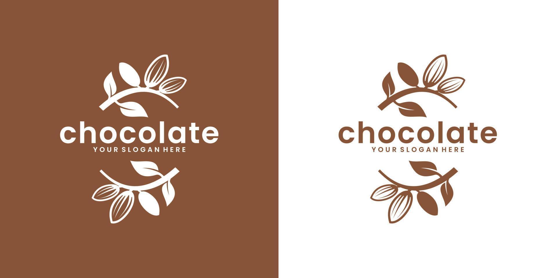 kreatives design der vintage logo schokoladenobstpflanze vektor