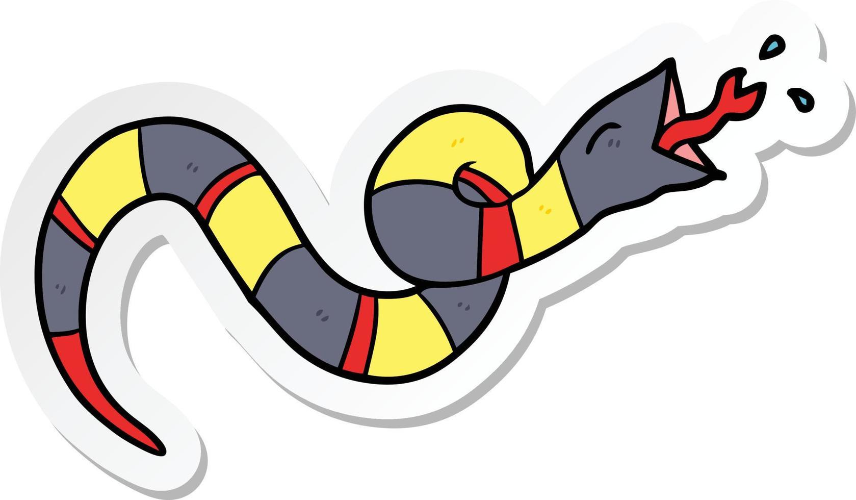klistermärke av en tecknad väsande orm vektor