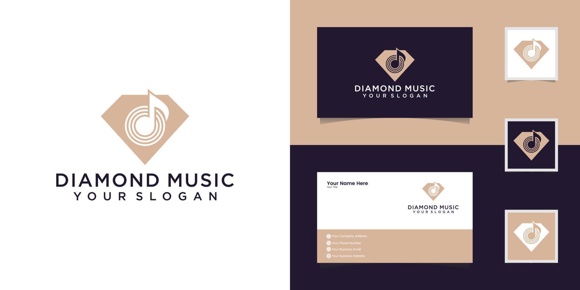 Musik-Diamant-Logo-Vorlage und Visitenkarte vektor