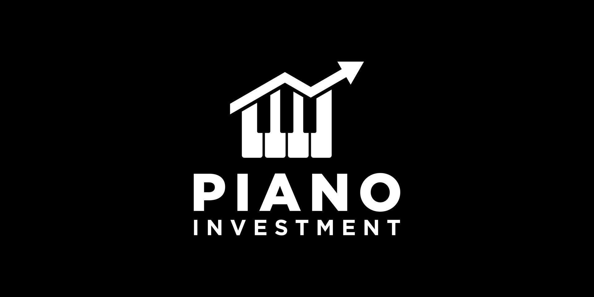 musik piano investeringar logotyp design inspiration. investeringar, pilar, grafik och piano vektor