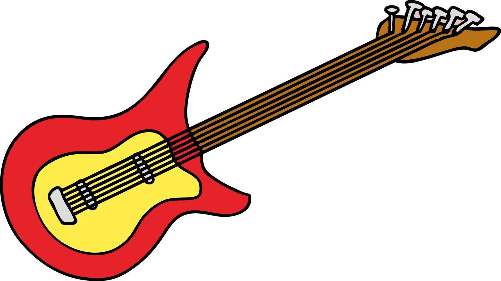 tecknad doodle av en gitarr vektor